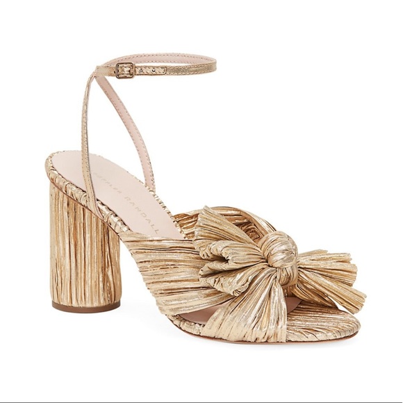 Loeffler Randall Camellia Gold Taffeta Knot Heels - Picture 2 of 8